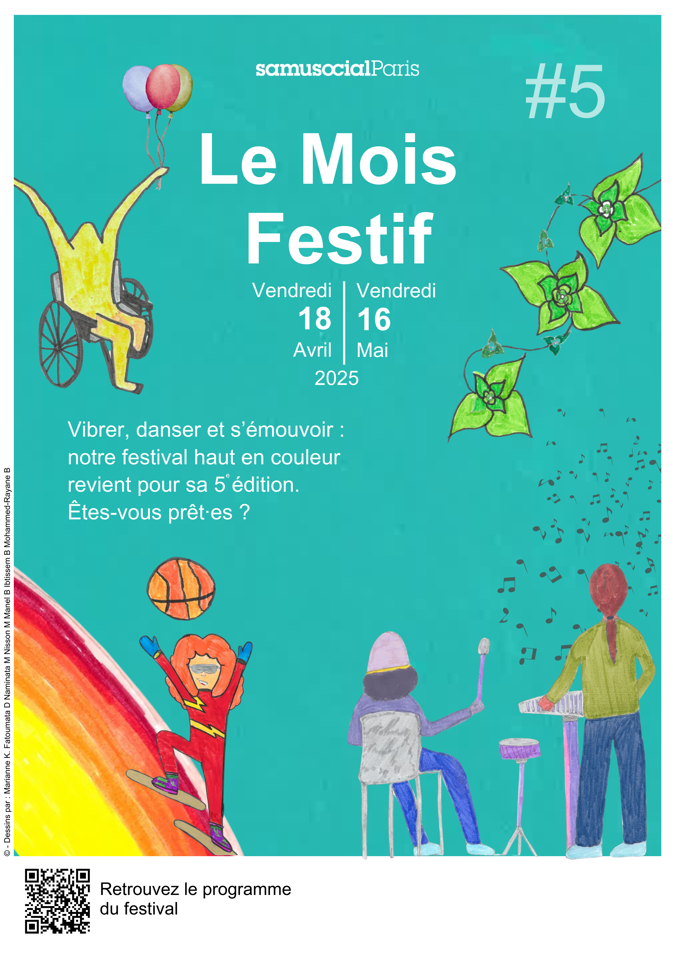 Affiche de le cinquième édition du Mois Festif au Samusocial de Paris 